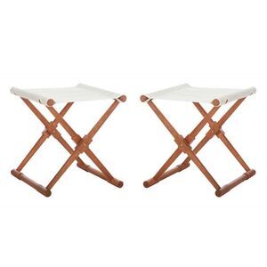 NWT Safavieh 2-Piece Breanne Stool Set Natural Beige